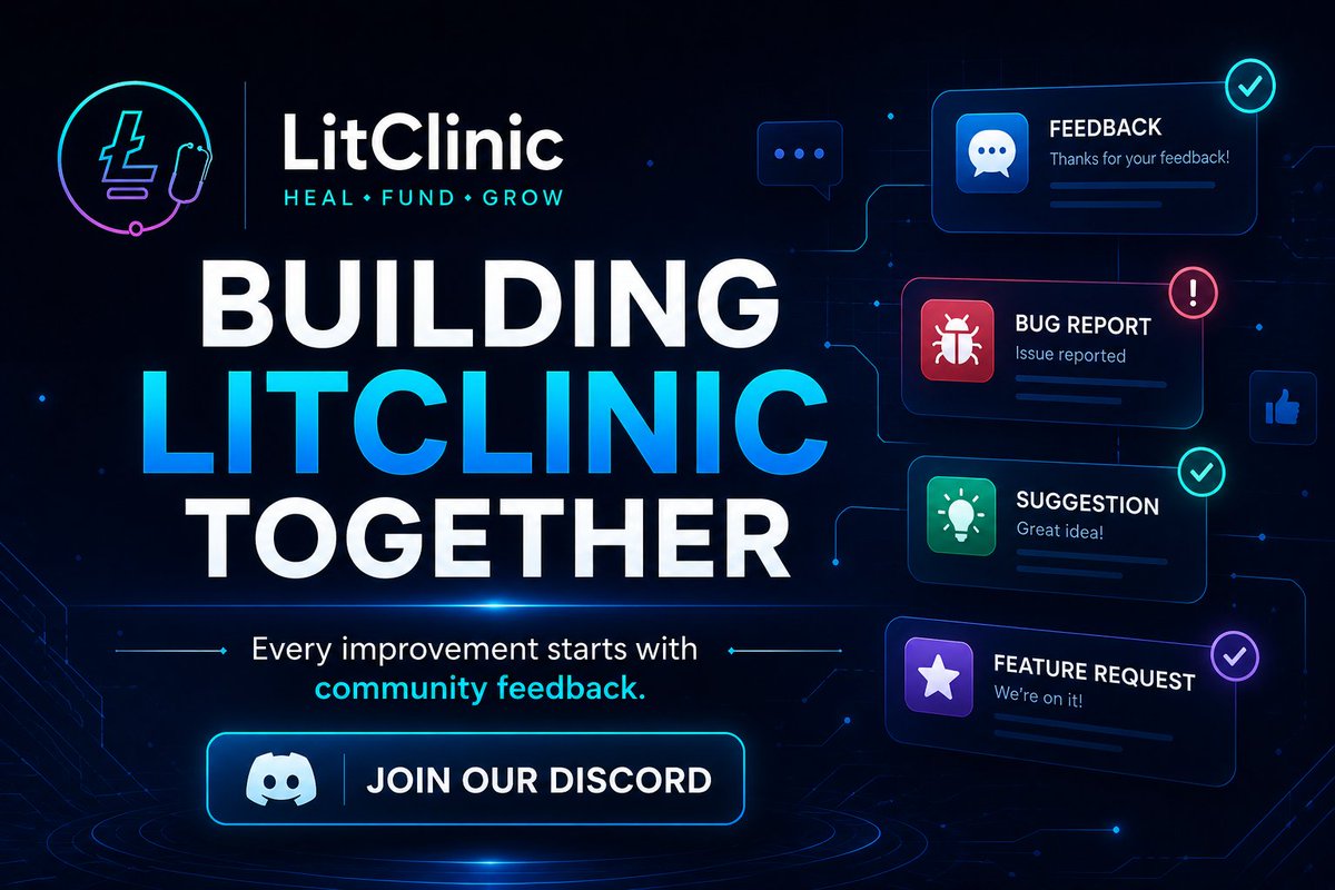 litclinicxyz's tweet photo. Building LitClinic together.

Every report helps us improve.
Every suggestion helps us grow.
Every community member helps shape the future of  LitClinic.

We're building more than a platform 
we're building an ecosystem together. 💙

Our Discord : https://t.co/G5HM7EFDZd https://t.co/od04AIH6sh