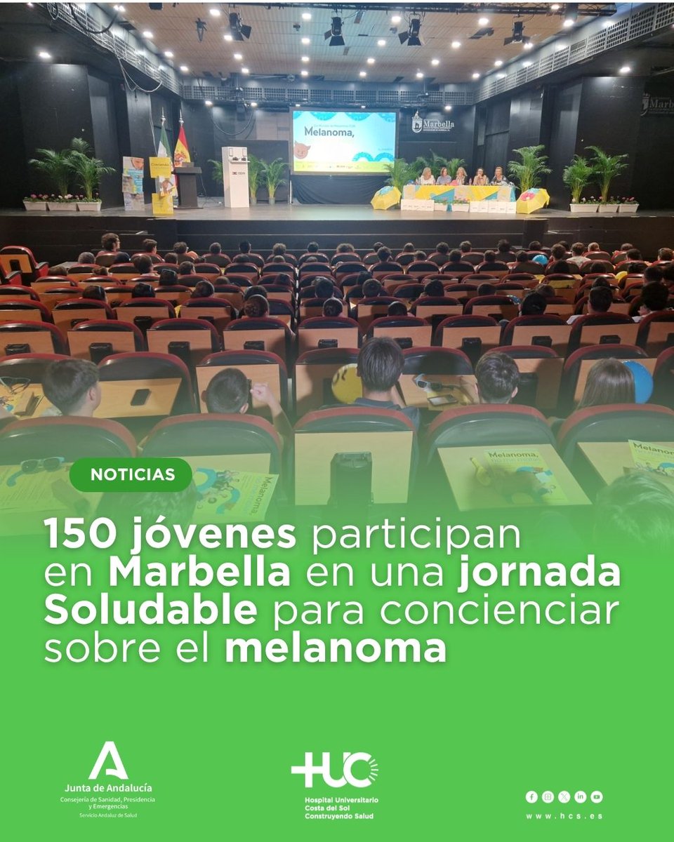 ASCostadelSol's tweet photo. #Noticias 📰 150 jóvenes participan en Marbella en una jornada Soludable para concienciar sobre el melanoma ☀️. https://t.co/kDaoHpxtF1