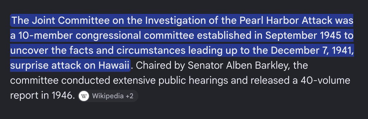 Villgecrazylady's tweet photo. Idk who else needs to hear this besides this dumbass but Congress did investigate the attack on Pearl Harbor. They released a 40 volume report on their findings. 

Whereas Congress has never done the same for the USS Liberty- instead only allowing private, closed door “inquiries” by agencies with *NO SUBPOENA POWER* 

If you don’t understand the difference you’re too stupid for this conversation and should just go back to talking about sportsball.