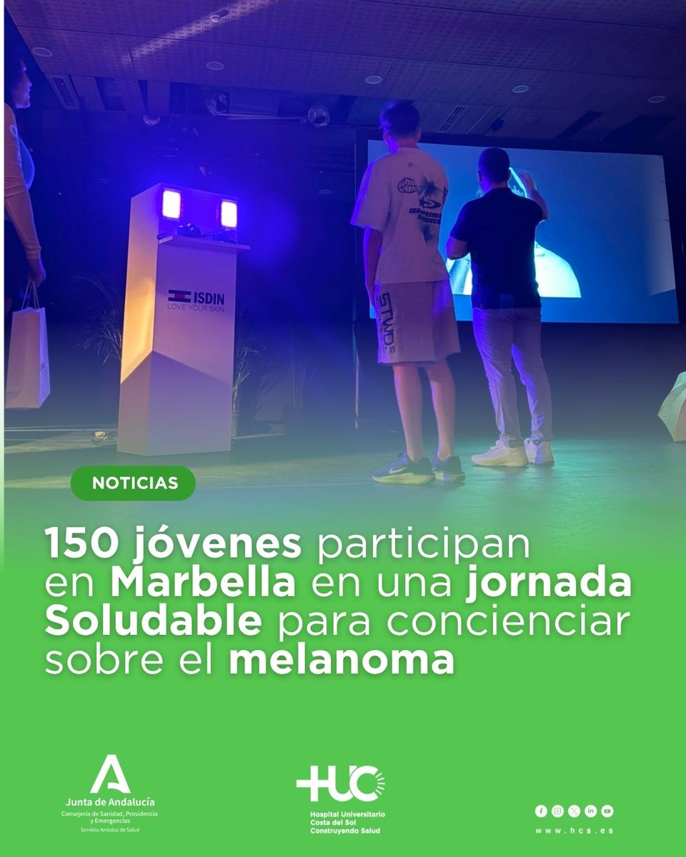 ASCostadelSol's tweet photo. #Noticias 📰 150 jóvenes participan en Marbella en una jornada Soludable para concienciar sobre el melanoma ☀️. https://t.co/kDaoHpxtF1