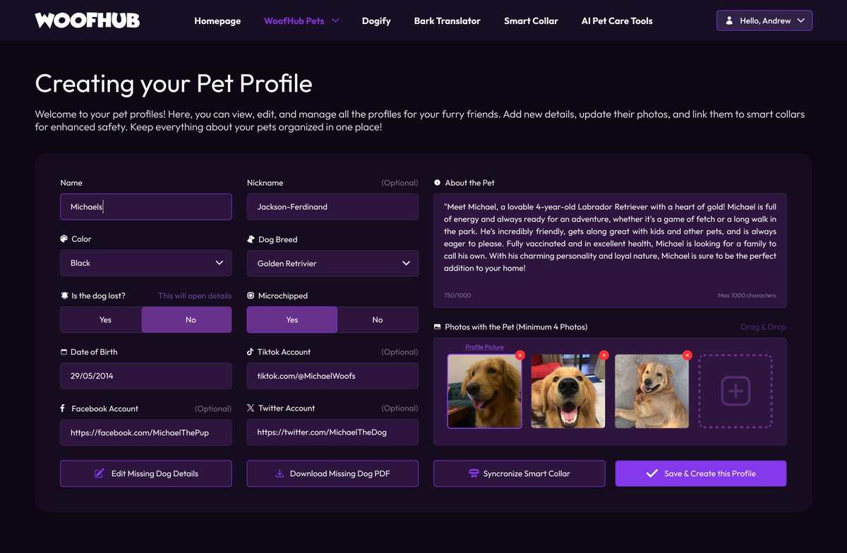 bertcoincto's tweet photo. Every dog deserves a digital identity.

A profile with photos, health information, personality traits, emergency contacts, and everything that makes them unique.

Woofhub Profiles are already making that possible.

And soon, smart tags will connect those digital profiles to the dogs wearing them.