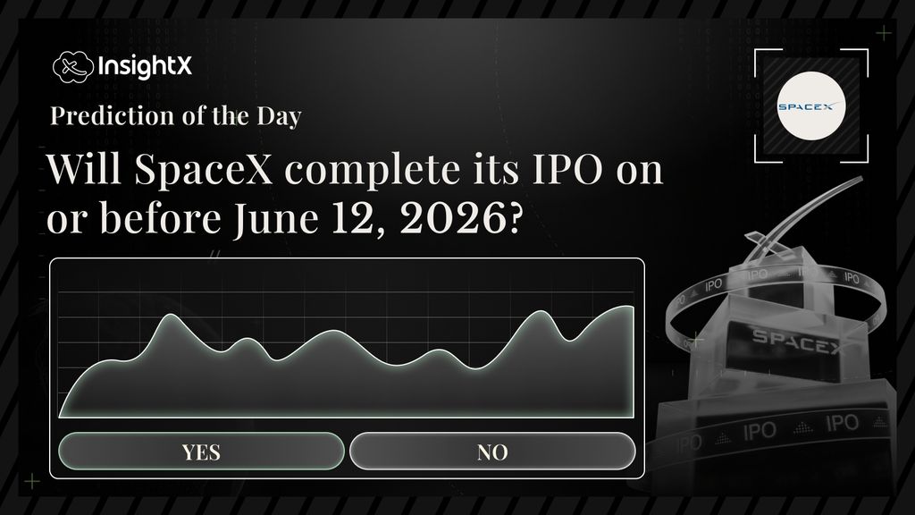InsightXHQ's tweet photo. Prediction of the Day

Will SpaceX complete its IPO on or before June 12, 2026?
https://t.co/HyMv3ikSNT https://t.co/cyvqZqgbVE