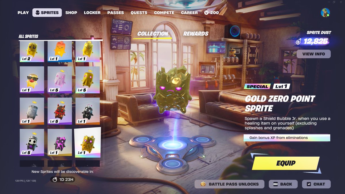 destras's tweet photo. GOLDEN ZERO POINTS SPRITE IS AQQUIRED in #fortnite! Thank you so much @cheesepuddlee for hooking me up with the normal one AND the golden one, you are the goat 💚 https://t.co/o3TG8mWvwk