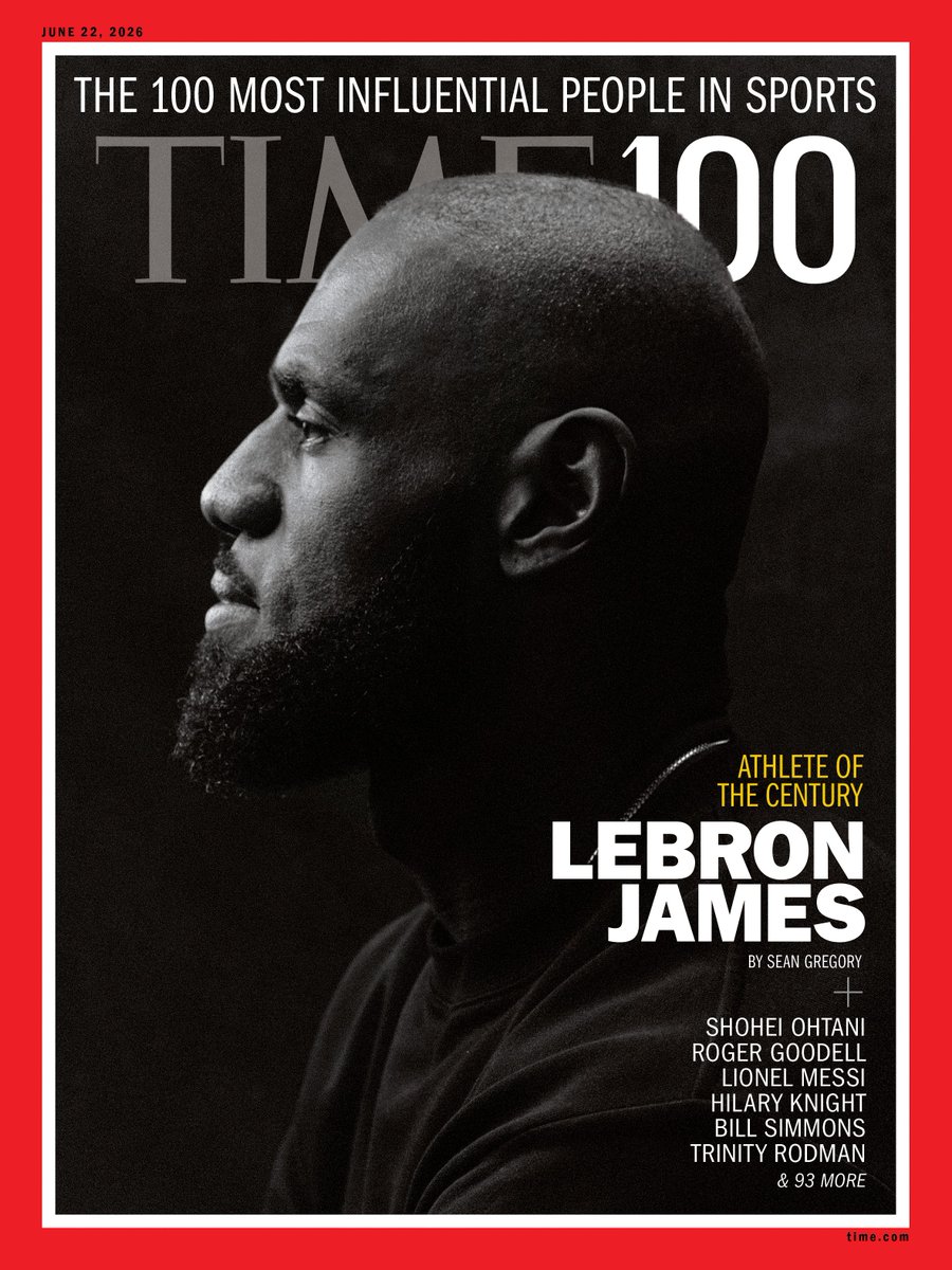 YahooSports's tweet photo. LeBron James is the cover star for TIME100 Sports’ 100 Most Influential People in Sports 2026 👑

(📸: @TIME) https://t.co/HilzrLS0vN