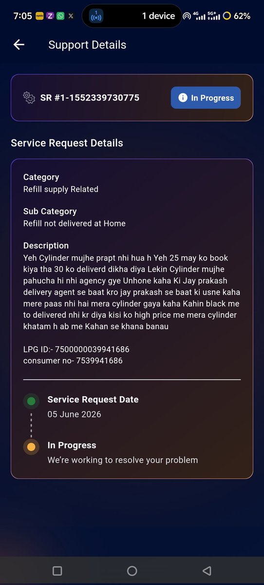 Panjatani87's tweet photo. @indanegasonline @indane_gas  @indanerefill 
Service Request No.1-1552339730775
Problem not resolve and Didn't receive any cylinder
Contact me 8750175841 https://t.co/ZPwOTsNkpj