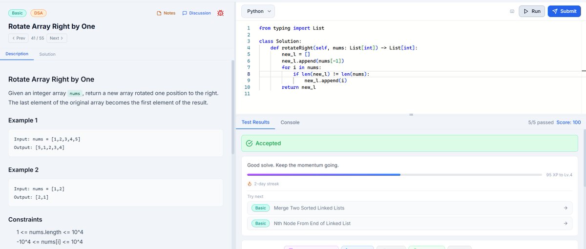 manishsarmaa's tweet photo. Day 4
Solved 3 Python Problems

1. Rotate List by one Index
2. Intersection of Two Arrays
3. Find Duplicates from Array

#Buildinpublic #DataEngineer #Python https://t.co/NASAUjMgHX