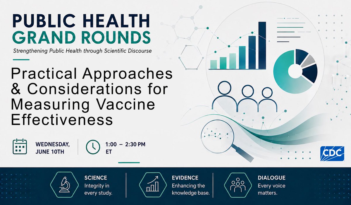 GlobalPHObserv's tweet photo. Practical Approaches and Considerations for Measuring Vaccine Effectiveness
Wednesday, June 10, 1:00–2:30 PM ET
CDC Public Health Grand Rounds
https://t.co/zUJq1WB8tD https://t.co/17Wbj0q8ch