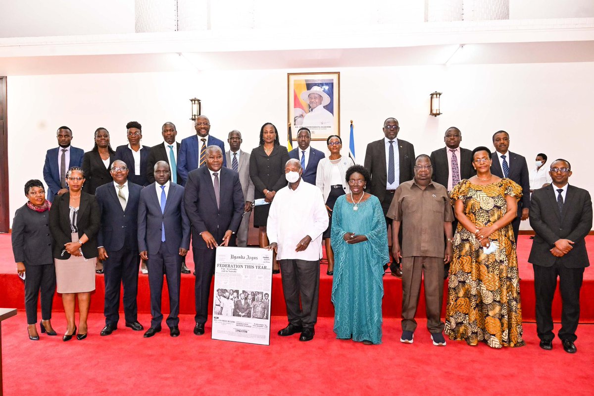 ArushaUganda's tweet photo. H.E. Yoweri Kaguta Museveni, Chairperson of the EAC Summit, today 9th/06/2026  met with EAC Secretary General Stephen Patrick Mbundi, alongside DSG and senior officials from the East African Community (EAC) and the Ministry of East African Community Affairs (MEACA) at State Lodge Nakasero.

The Ugandan delegation was led by Rt. Hon. Rebecca Alitwala Kadaga, Chairperson of the Council of Ministers, accompanied by The Minister of State for East African Community Affairs (MEACA) Hon. James Magode Ikuya. Amb. Anne Katusiime, Uganda’s Consul General in Arusha, as well as Commissioners from the Ministry of East African Community Affairs (MEACA) and the Ministry of Foreign Affairs (MOFA).

Discussions focused on regional trade, infrastructure development, health, financing, staffing, and deeper regional integration. The leaders reaffirmed their commitment to strengthening regional cooperation and accelerating programmes that advance prosperity and integration for the people of East Africa.

#EACIntegration #RegionalCooperation