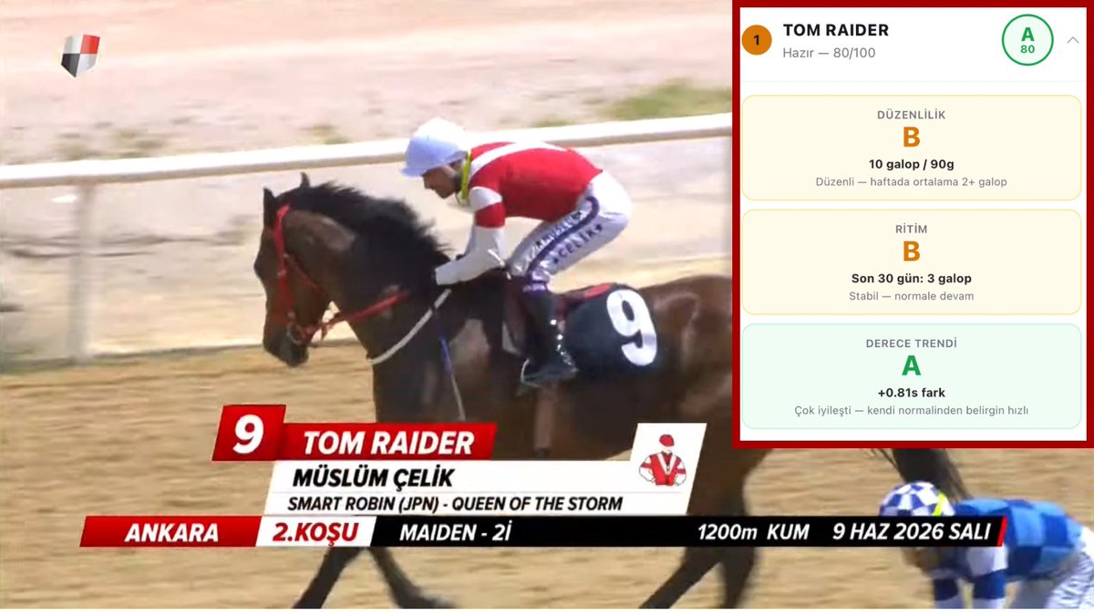 AtkolikResmi's tweet photo. 🔥 Maiden ve Şartlı-1 koşuların şifresi çoğu zaman GALOP PUANI’nda saklı.

✅ TOM RAIDER, yarış öncesinde 80 puanlık A Galop Puanı ile dikkat çekiyordu.

Yeni Nesil Analiz 👉🏼 https://t.co/3sQKkAHPwN https://t.co/MJp0Ceo83h