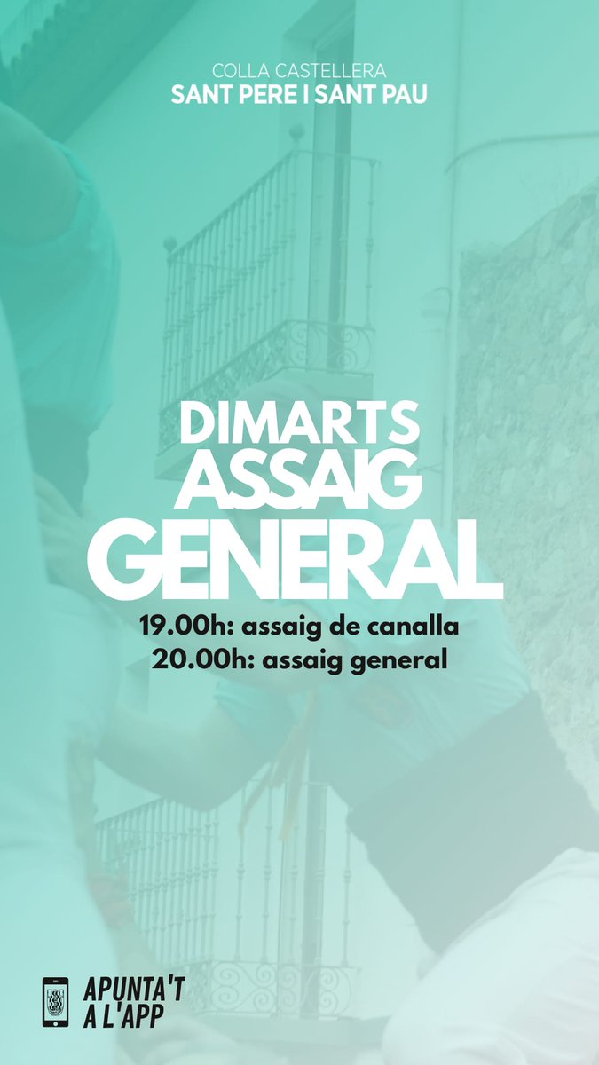 CCSPISP's tweet photo. 🚍Setmana on visitem la Colònia Güell però abans cal passar pel local x seguir disfrutant dels assajots q estem fent 💪

AVUI!

⚠️ ASSAIG GENERAL 20 HORES
🧒 ASSAIG CANALLA 19 HORES

(Ara toca allò de confirma a l'app)

#castells #castelleres #castellers 

Recorda i memoritza 👇 https://t.co/NhXYpm87fq