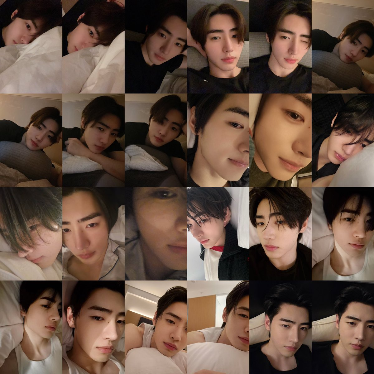 hoonikiz's tweet photo. sunghoon’s bed selcas 😫🤍 https://t.co/B6637xnk7x