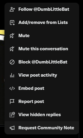 CptAllBlue's tweet photo. @DumbLittleBat GUYS if you press thethree dots you can request a community note you need a verified phone to do it though https://t.co/4TYudDU6OQ