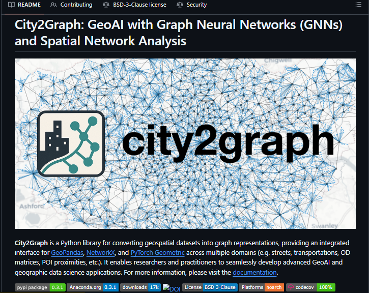 UnTalNixon_exe's tweet photo. 🏙️ De mapas a vectores: Cómo la IA está empezando a entender las ciudades

El software de mapas tradicional (GIS) es excelente para visualizar, pero limitado cuando intentas aplicar modelos de aprendizaje profundo para predecir flujos urbanos, optimizar el transporte o analizar la morfología de una ciudad.

La librería de código abierto city2graph construye un puente directo entre los datos geoespaciales y la Inteligencia Artificial Geográfica (GeoAI). Transforma geometrías complejas en grafos relacionales listos para entrenar Redes Neuronales de Grafos (GNNs).

.

🧱 La infraestructura técnica detrás del proyecto:

• Modelado Morfológico: Permite conectar variables del entorno urbano (edificios, calles, zonas de uso de suelo) y convertirlos en nodos con atributos enriquecidos de proximidad y adyacencia.

• Ingesta de Transporte Eficiente: Integra consultas SQL optimizadas mediante DuckDB para procesar feeds de transporte público (GTFS), facilitando el análisis de accesibilidad y el modelado de redes multimodales en segundos.

• Análisis Dinámico de Movilidad: Traduce matrices de origen-destino (como flujos de bicicletas compartidas, peatones o migraciones internas) directamente en redes de flujo humano legibles por modelos predictivos.

• Ecosistema Unificado: Funciona de forma nativa como una interfaz integrada entre GeoPandas (análisis espacial), NetworkX (análisis de redes tradicionales) y PyTorch Geometric (Deep Learning).

.

Al final, las ciudades no son solo imágenes o coordenadas aisladas; son redes vivas de interconexiones complejas. Llevar esa complejidad al formato exacto que entienden los tensores de IA es el primer paso para diseñar entornos urbanos realmente inteligentes.

Dejo el enlace al repositorio oficial en la sección de comentarios.

Guarda este post en tus marcadores si trabajas con datos espaciales, grafos o machine learning aplicado al mundo real 🔖