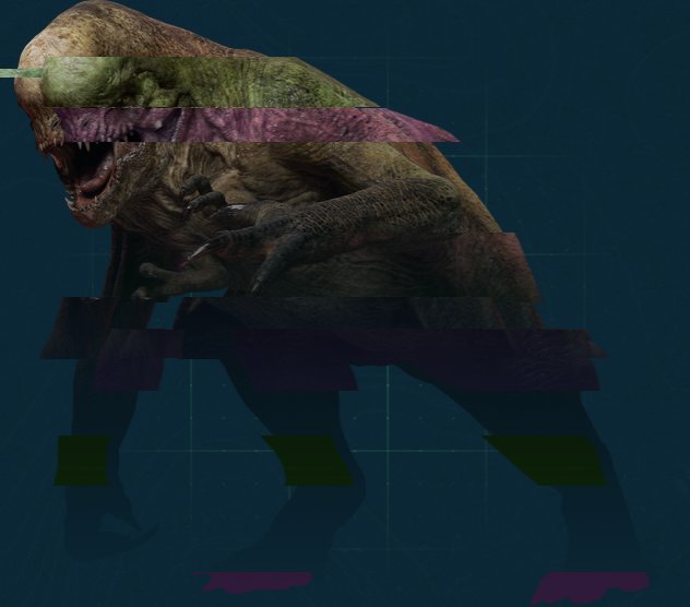 DiscussingBones's tweet photo. First look at a distorted dinosaur in the upcoming Rebirth Expansion for Jurassic World Evolution 3.

This rex has been distorted. A distorted T. Rex. https://t.co/OoZkHe7M6w