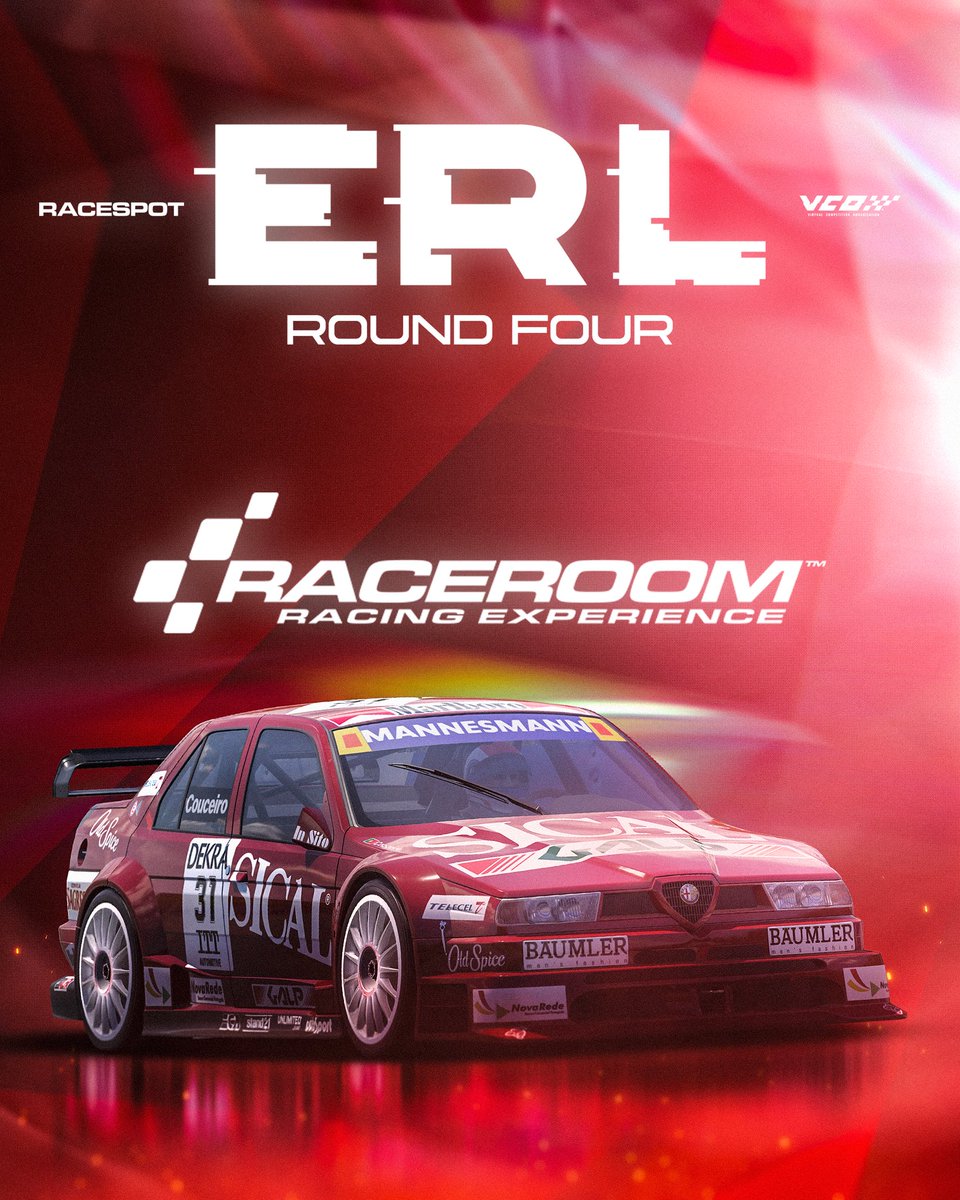 vcoesports's tweet photo. Round 4 of the Esports Racing League awaits! 🔥 

This Thursday from 19:00 CEST, the battle moves to RaceRoom as teams fight for the spots in the Final4 this July. The car: Alfa Romeo 155 TI DTM (1995).

📺 Watch live on VCO YouTube &amp; Twitch

#vcoesports #vcoerl #raceroom https://t.co/pEb0U7dUWM