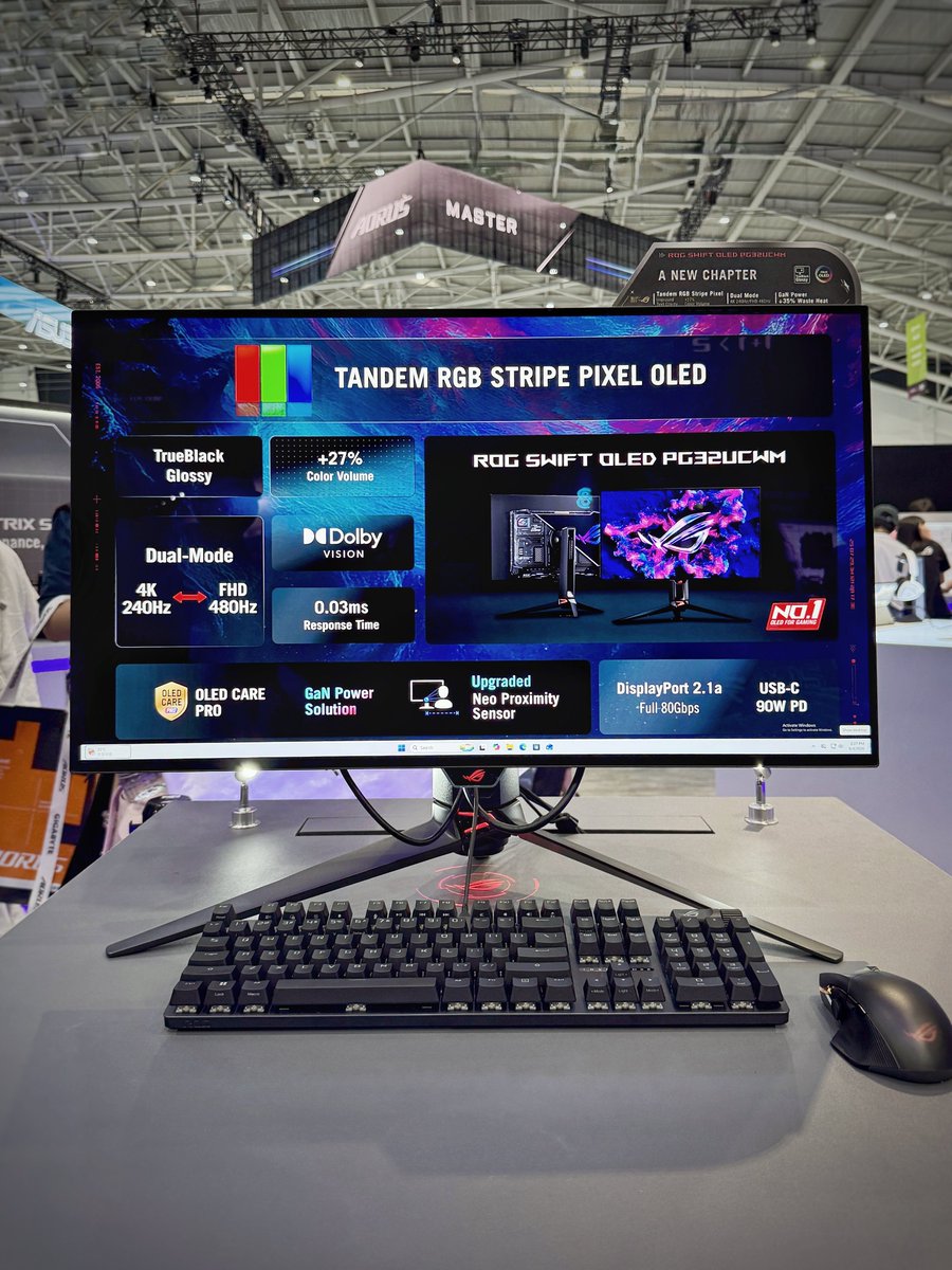 ASUS_ROG_FR's tweet photo. Trois écrans au #Computex2026. Un seul pour chez toi, lequel tu prends ?
✨ Tandem RGB ROG Swift OLED #PG32UCWM : double mode 4K 240Hz / FHD 480Hz
⚡ROG Strix #XG259QWPG Ace pour l'Esport : 540Hz & 0,02ms
🎉 ROG Edition 20th #PG27AQWP-G
#ROGOLEDmonitor #ROGmonitor #ROGEdition20 #ROG20thAnniversary
