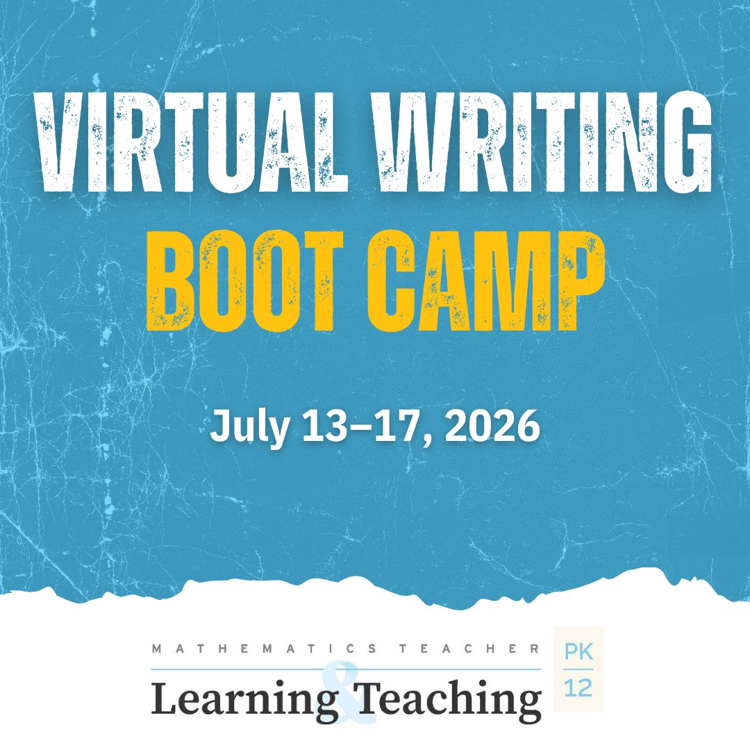 NCTM's tweet photo. The highly anticipated MTLT Virtual Writing Boot Camp is back! ✍👊

️Participate in an intense, one-week writing experience that will support you toward publication in MTLT. 

View the schedule and sign up here: https://t.co/BNrZ6Y3Tth https://t.co/BjuDs0XgXJ