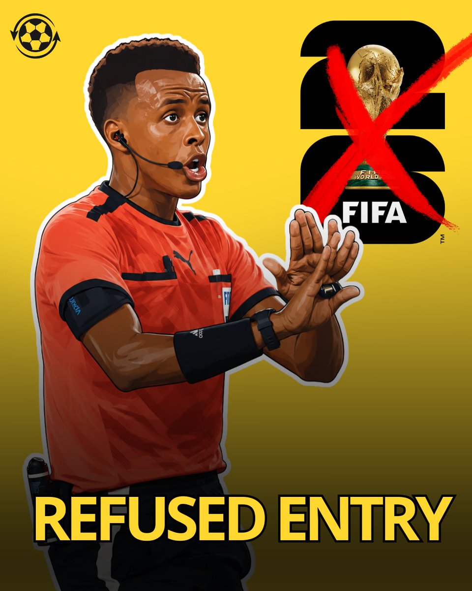DeadlineDayLive's tweet photo. 🚨 A Somali referee selected to officiate at the upcoming FIFA World Cup has been 𝗥𝗘𝗙𝗨𝗦𝗘𝗗 𝗘𝗡𝗧𝗥𝗬 to the United States after authorities raised 'vetting concerns' when he arrived in Florida over the weekend.

Omar Artan landed at Miami International Airport on Saturday after travelling from Istanbul but was denied admission into the country.

Artan, who was named the Confederation of African Football’s Men’s Referee of the Year in 2025, is among the 52 officials chosen by FIFA to oversee matches at the tournament.

(Source: @TheAthleticFC)