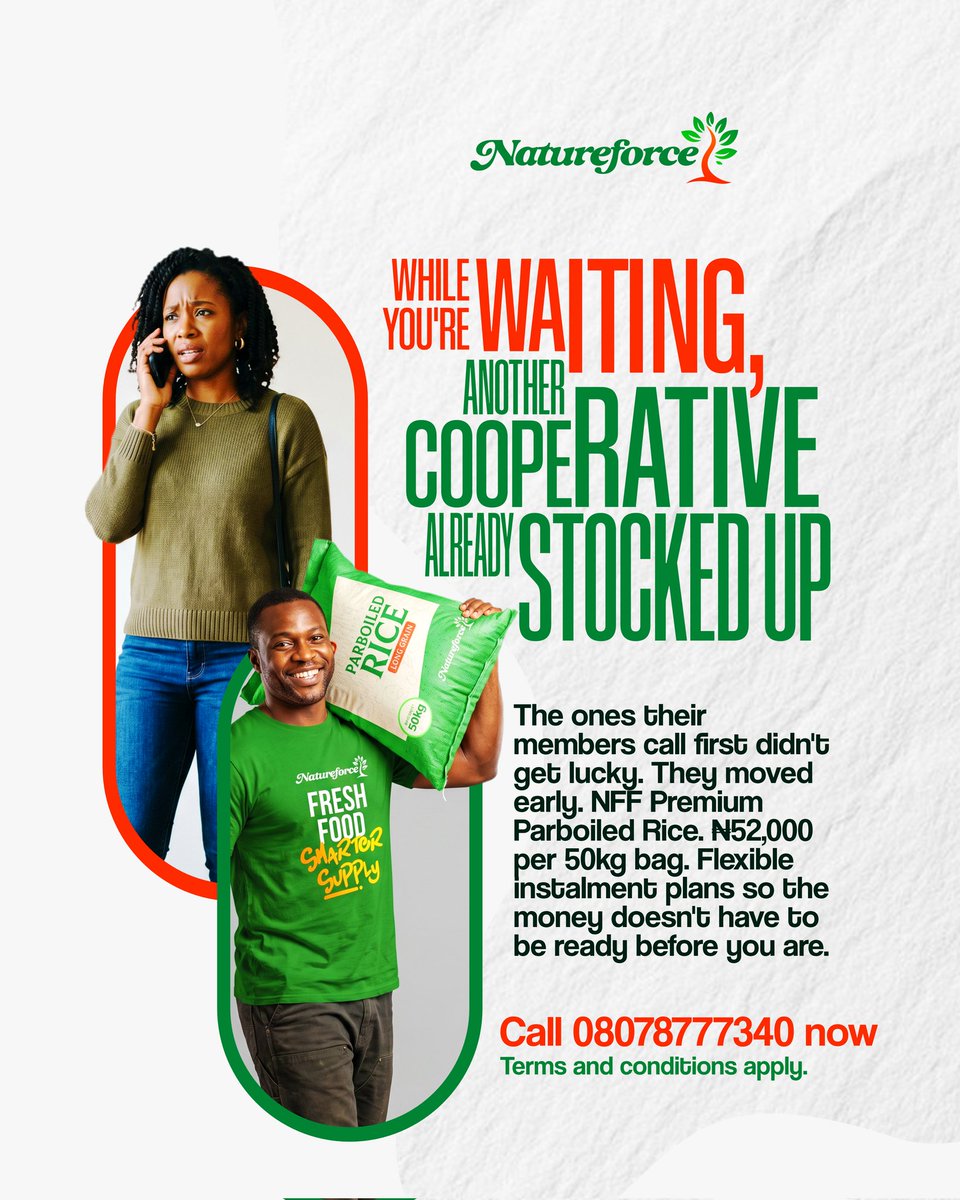 NffoodsNG's tweet photo. Late means empty shelves. Early means trust.
The cooperative that moves first is the one members rely on.
The early cooperative wins. Every time.

#natureforcefoods #explorepage #fypage #ecommerce #onlineshopping https://t.co/IIuY1nBc6r