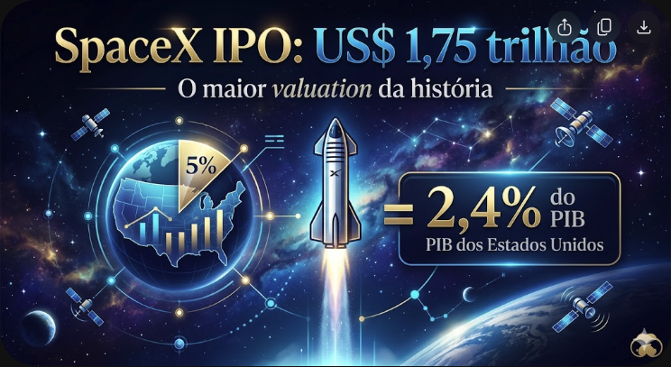 opapoeconomico's tweet photo. SpaceX quer um IPO de US$ 1,75 trilhão

Pra colocar em perspectiva: isso é 2,4% do PIB inteiro dos Estados Unidos. Numa empresa que ainda queima caixa

Elon tá literalmente pedindo pros investidores financiarem a colonização de Marte antes de provar que consegue entregar pizza de drone

A era dos valuations baseados em fé nunca esteve tão forte