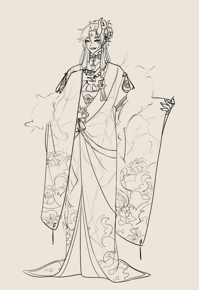 RRin__'s tweet photo. June bride altus lineart :D
I did like the one i drew last year but i tweaked this one a little so it looks more like a wedding/bridal kimono https://t.co/7Fo3QNGqjw