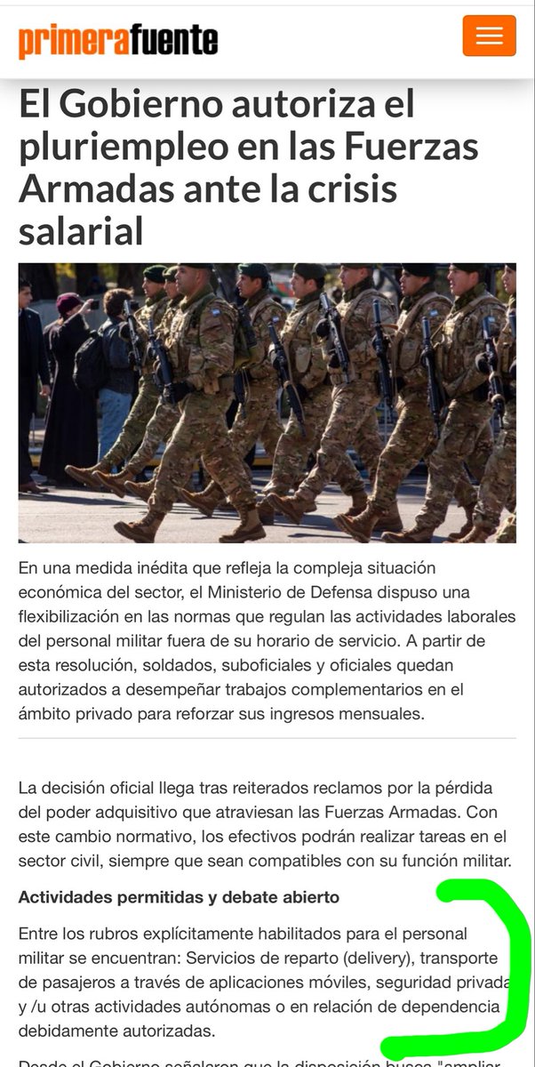 GustavoBolivar's tweet photo. Mientras Petro quintuplica salario de los soldados en Colombia, en la Argentina del León Milei, ante la falta de pago a militares el gobierno los autoriza a a hacer Uber y mensajería. 
Lo que les espera con el tigre. https://t.co/Bm2vAu5JJ3