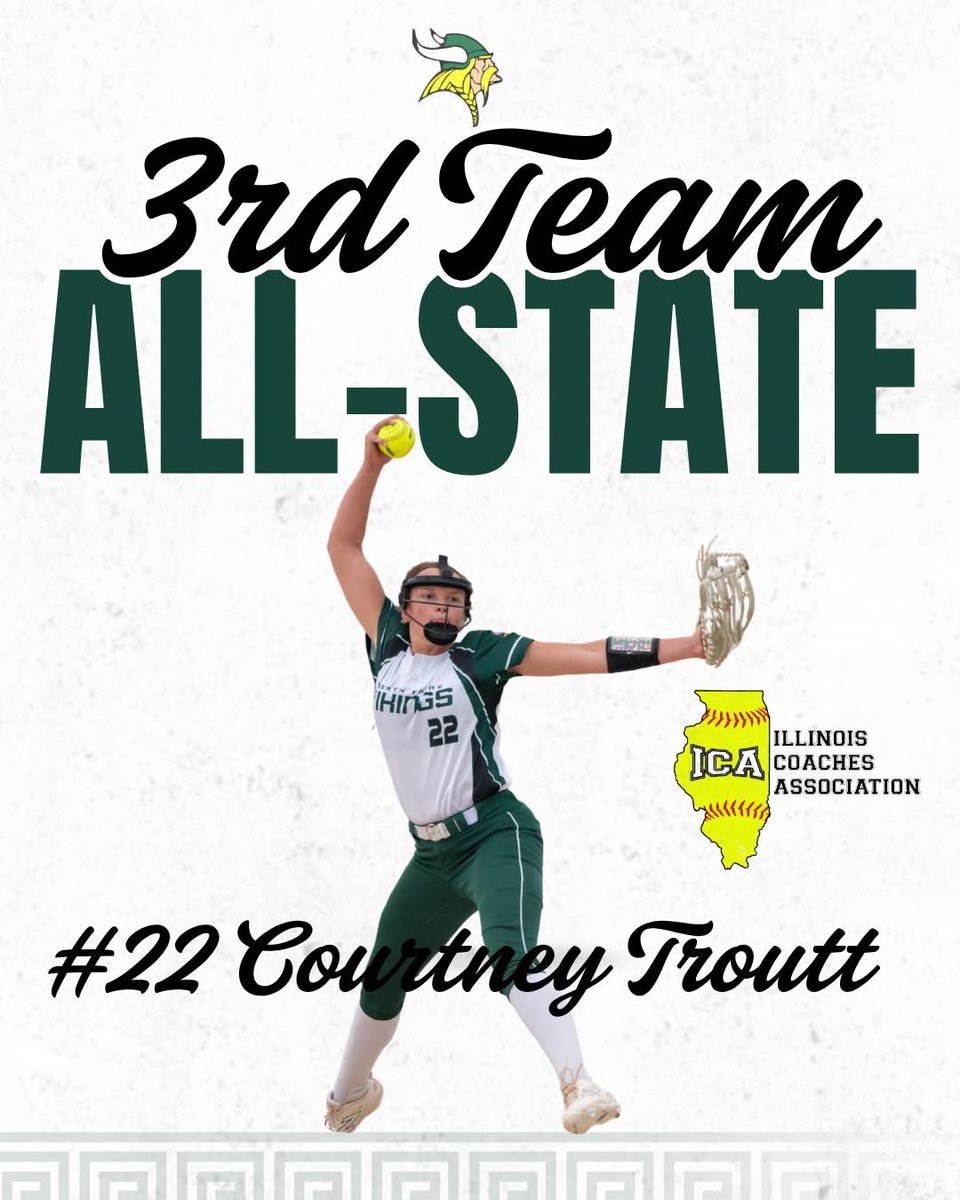 NBVikesSoftball's tweet photo. Congrats to our ace, @ctroutt2026, on being named to the ICA 3rd Team All-State!! Troutt was always there for us in the ⭕️ when needed and cemented her legacy as one of the best to step in there at NBHS!
#LeanIn🦬 https://t.co/8p8dKEyOhF
