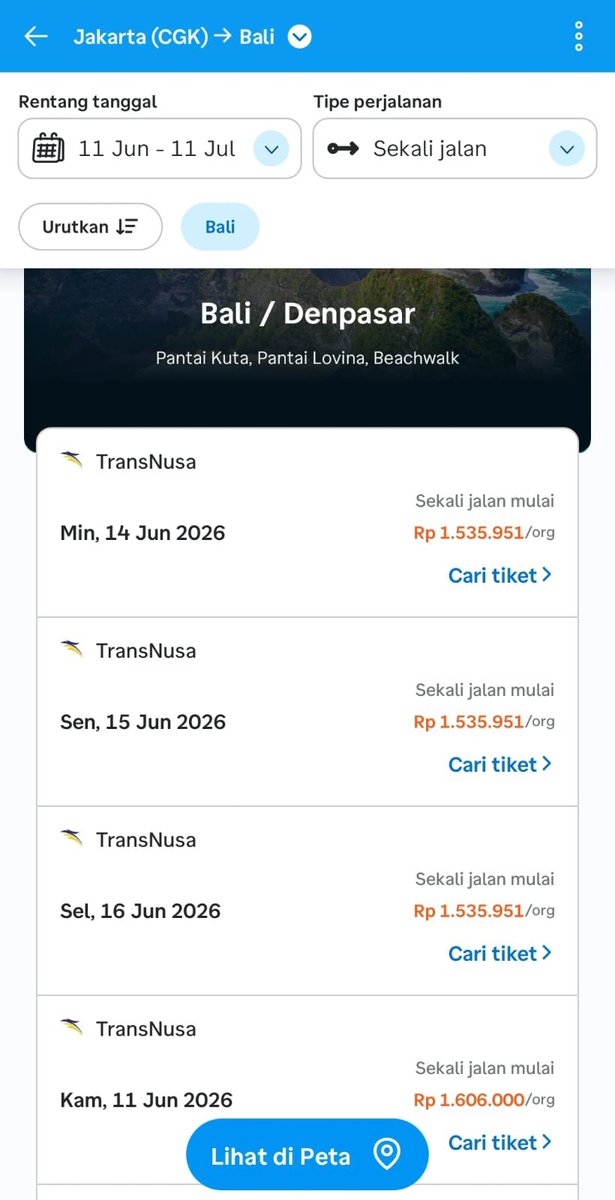 brisiaplah's tweet photo. Bali jd destinasi favorit klo pas liburan sekolah kaya sekarang. Apalagi tiket pesawat ke sana bisa makin hemat pake promo Traveloka Schooliday Sale, jangan lewatkan promonya guyss dari tanggal 8 Juni - 3 Juli 2026 https://t.co/qYXdy6AWR9