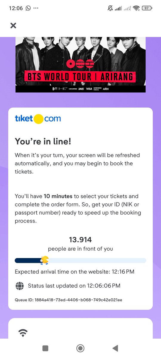 milkvnl's tweet photo. Tips yg war pake hp di kloning aplikasi tikom nya terus log in dgn email berbeda. Tadi aku dlm 2 hp langsung war day 1 &amp; 2 sekaligus. Day 1 dapet antrian 300k pas cek yg di apk kloning day 2 nya dapet antrian 13k. 
Jam 12 lwt 11 udah masuk 😽 https://t.co/V5evwZao4Q