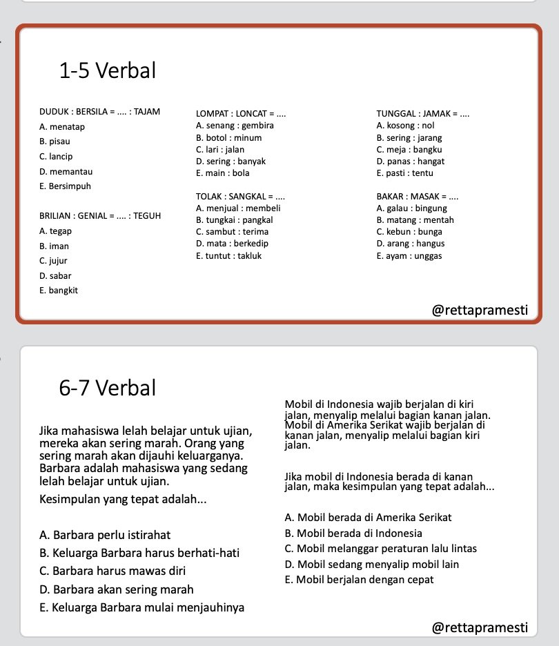 rettaprames's tweet photo. Part 3 - 20 Soal UM UNNES 2026
https://t.co/dCO0iCKTct

YUK dicoba jawab latihan yaa udh h-11 lohhh #unnes #umunnes #umunnes2026 #mandiriunnes #fypシ゚ https://t.co/Ukc1pkKO8o