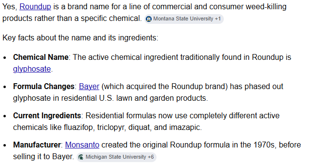LockerC18's tweet photo. @VigilantFox When I go to Home Depot or Lowe's the Roundup there no longer contains Glyphosate. https://t.co/X3DhJTGe5W