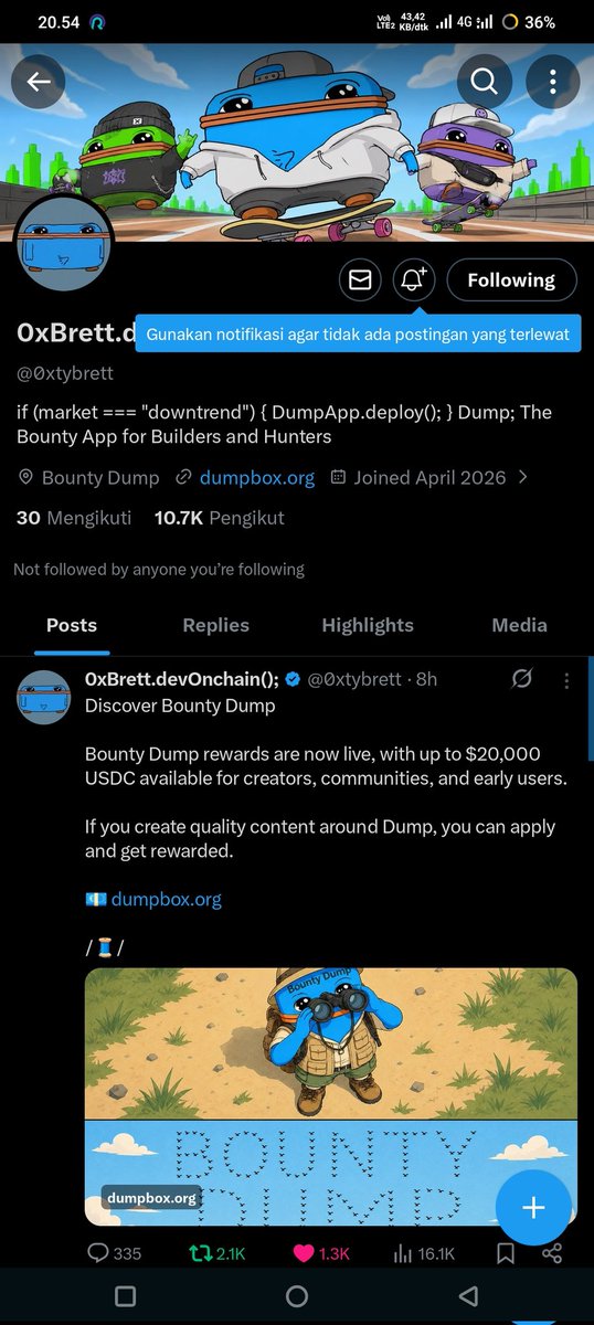 shopyeth's tweet photo. @0xtybrett Discover Bounty Dump

Bounty Dump rewards are now live, with up to $20,000 USDC available for creators, communities, and early users.

If you create quality content around Dump, you can apply and get rewarded.

My fascaster username #SHOPYETH https://t.co/vq6je7Vxee