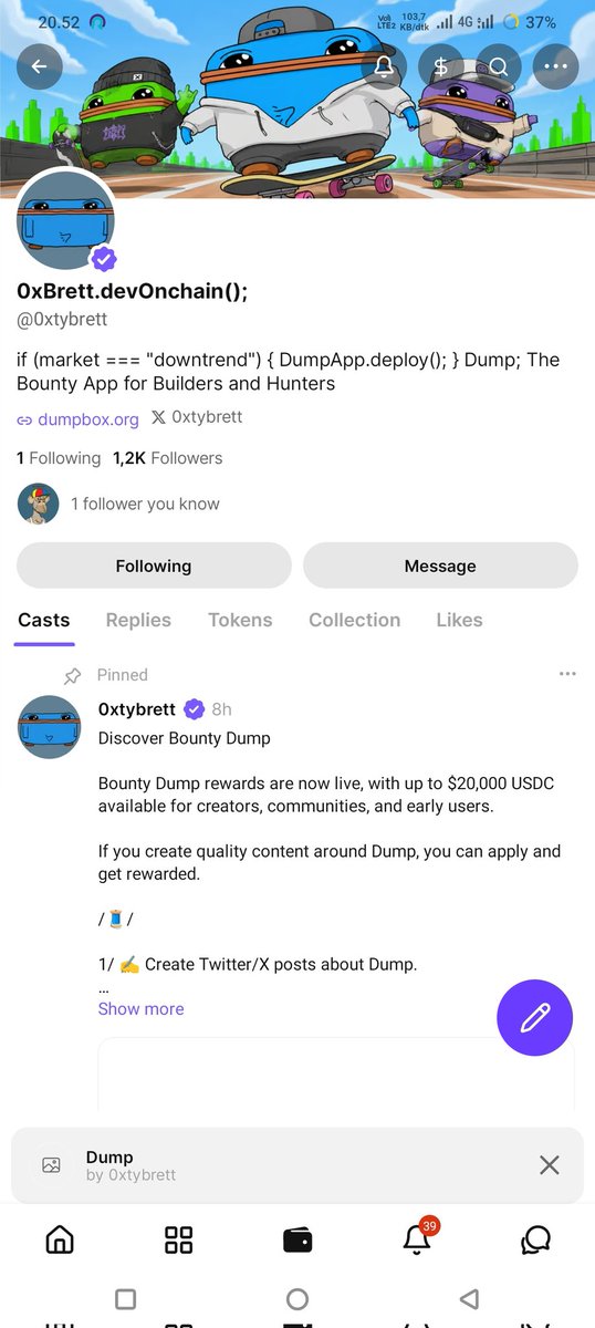 shopyeth's tweet photo. @0xtybrett Discover Bounty Dump

Bounty Dump rewards are now live, with up to $20,000 USDC available for creators, communities, and early users.

If you create quality content around Dump, you can apply and get rewarded.

My fascaster username #SHOPYETH https://t.co/vq6je7Vxee