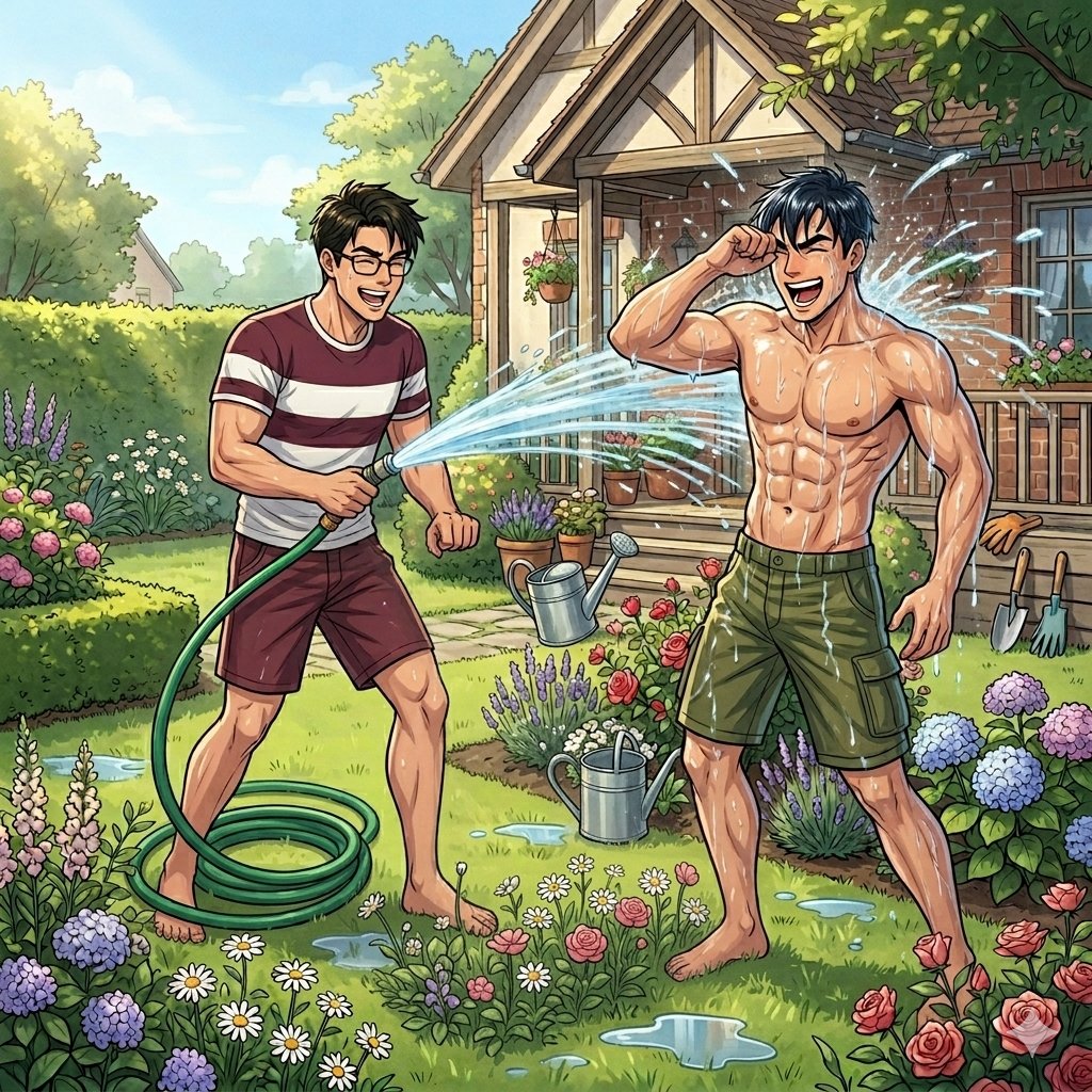 LimaGayNet's tweet photo. Two men in love have fun while they do the gardening.
#gaycouple #BL #gayfantasy #digitalart #anime https://t.co/S73DnhVBjs