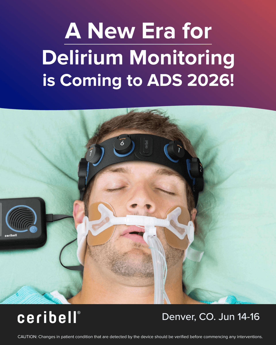 CeribellEEG's tweet photo. We’re heading to #ADS2026, and we're bringing our newest innovation in bedside brain monitoring. 🧠 Continuous, objective delirium monitoring is about to change critical care, and we can't wait to share an exclusive first look!  

Visit the Ceribell exhibit and find out how we're transforming bedside delirium assessment. 

Can't make it to the show? Request a virtual walkthrough here: https://t.co/Odb9jXjUEa  

#deliriummonitor #criticalcare #neurodiagnostics