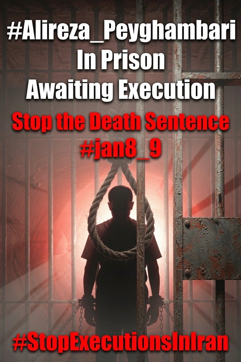 Tote_hose_'s tweet photo. 🔴 Be the voice of political prisoners.

#Alireza_Peighambari, a 26-year-old man arrested during Iran’s January 2026 nationwide protests and currently imprisoned, has been sentenced to death.

Every voice matters. Please speak about his case and help keep attention on those at risk.

#StopExecutionsInIran