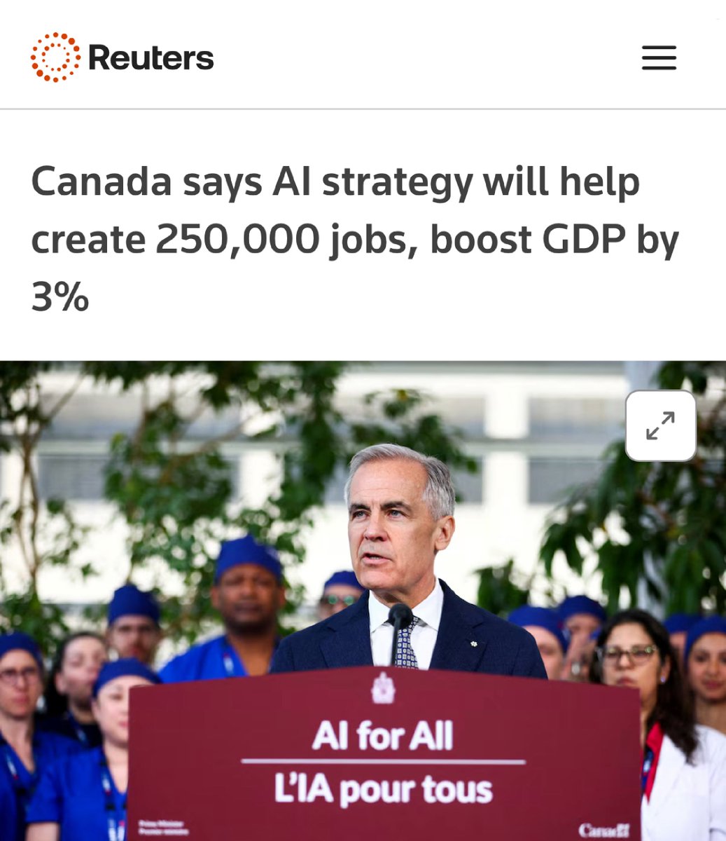 MarkJCarney's tweet photo. AI that builds Canada strong for all: that is our mission. https://t.co/yB0mzIN52X