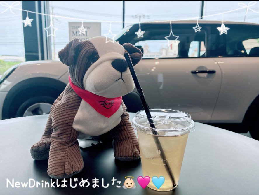 GlanzMini's tweet photo. 【#MINI水戸】
「キュッとした酸味に一口惚れしちゃう…🥤」 
限定ドリンク『梅エード』が登場✨
爽やかな香りと優しい甘みが、疲れた身体に染み渡ります！
クエン酸たっぷりで夏バテ予防にも◎
ショールームでスッキリ癒やされてね🧸 

#MINI #ミニクーパー #限定ドリンク #カフェ https://t.co/yp1NYYdSNM