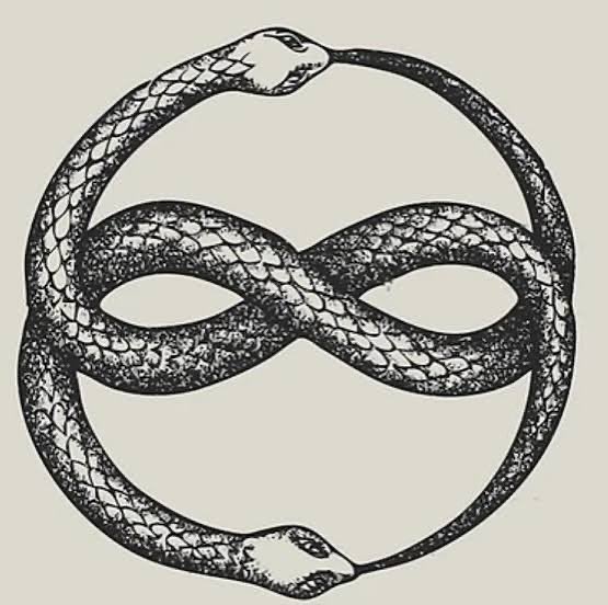 romanchatz's tweet photo. This is the Ouroboros: one of the oldest symbols in recorded human history, appearing in Egyptian tomb inscriptions from 1600 BC, in alchemical manuscripts, in Norse cosmology, in Gnostic texts. Jung took it and gave it its most precise psychological interpretation.

The symbol is a snake devouring its own tail, forming a closed loop. In this version it forms a figure eight the lemniscate, the mathematical symbol for infinity, which adds a layer of meaning about the continuous cycling between two states rather than simple circular repetition.

For Carl Jung the Ouroboros is the primary symbol of the psyche’s relationship with itself. Specifically, it represents the process by which the unconscious consumes and regenerates the conscious self. The snake eating its own tail is self-renewal through self-consumption. The end is the beginning. What is dissolved becomes the material for what is built next.

Jung connected it to the individuation process: the lifelong psychological work of integrating unconscious material into conscious awareness. You face the shadow, consume it, and are transformed by having consumed it. The thing that threatened to devour you from the outside gets brought inside and becomes fuel.

The lemniscate form suggests something more dynamic than simple circularity. Two loops in continuous exchange. Jung and later Jungians read this as the tension between opposites that drives psychological development, conscious and unconscious, masculine and feminine, ego and Self, not canceling each other but feeding each other in permanent reciprocal motion. Neither side wins. The movement between them is the point.

Jung spent years studying alchemy and concluded it was not failed proto-chemistry but projected psychology. The alchemists were unconsciously describing psychic transformation using the language of matter. The Ouroboros appeared constantly in alchemical texts as the symbol of the prima materia, the undifferentiated raw substance that had to be broken down before it could be refined into something higher. Jung read this as the unconscious itself. Formless. Self-consuming. The source of everything the psyche can eventually become.

The Ouroboros answers the question of where psychological energy comes from. It does not come from outside. The psyche feeds on itself, on its own conflicts, its own wounds, its own contradictions, and converts that consumption into growth. The things destroying you are also the things building you, if the process is conscious enough.

This is why it appears at the center of Jungian individuation theory. The self that emerges at the end of the process is made from the material of the self that was dissolved at the beginning.

Nothing is wasted. The tail always becomes the head.