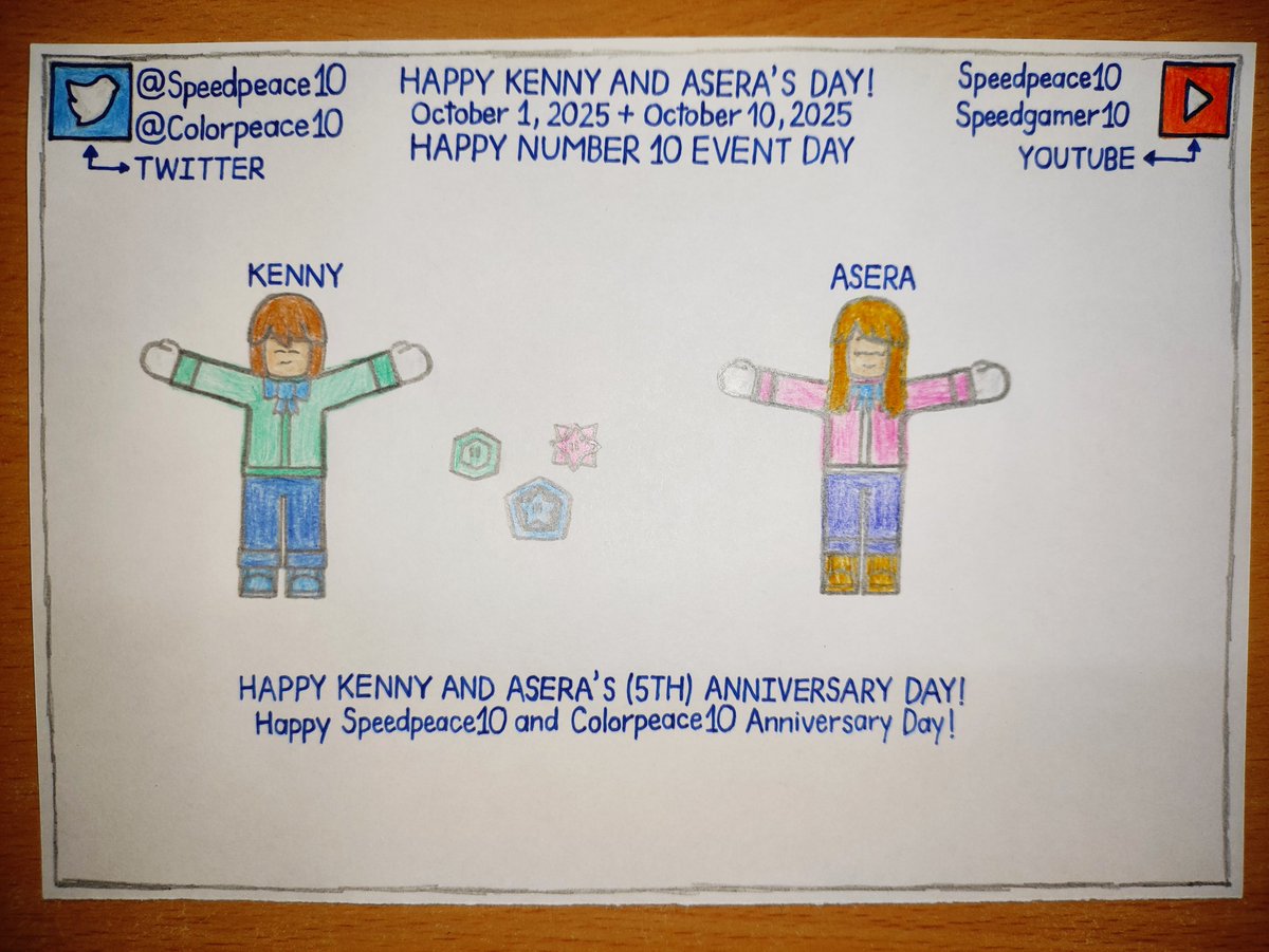 Colorpeace10's tweet photo. The New June Day and Happy Kenny and Asera's Special Day (June 9, 2026)
I talk about my new story: Liking. Kenny and Asera like creating a smile photo and a normal story. I will start drawing my new paper picture. I thank you everyone for liking Kenny, Asera and my paper picture. https://t.co/eZpjsRF33a