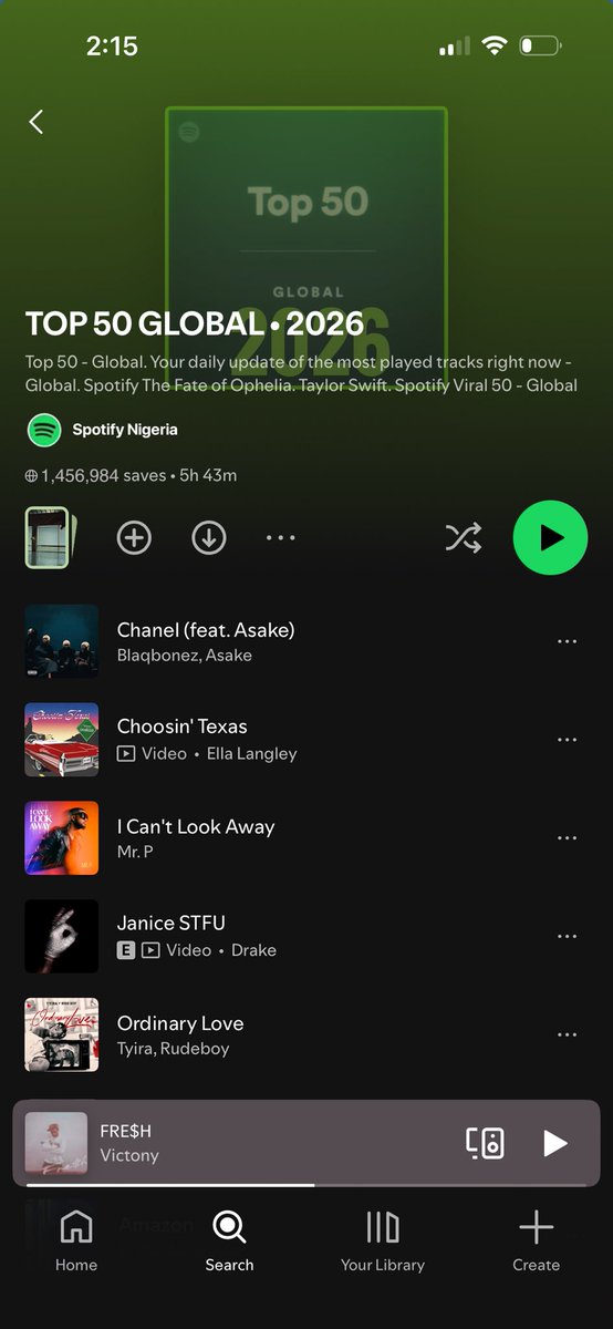 BlaqBonez's tweet photo. Ahhhhh See love! 😩😭❤️ No. 1 on the Top 50 Global chart on Spotify! 🚀 🔥

I've never felt like this before. Thank you so much, guys, for the love and support.

This one is for all of us! We move! 🦅🔥 

Blaqbonez Forever! 🙅🏾‍♂️🎶🚀 #Chanel 
#ChanelAlbumLoading ❤️🔥 https://t.co/qBqdwzlcSY