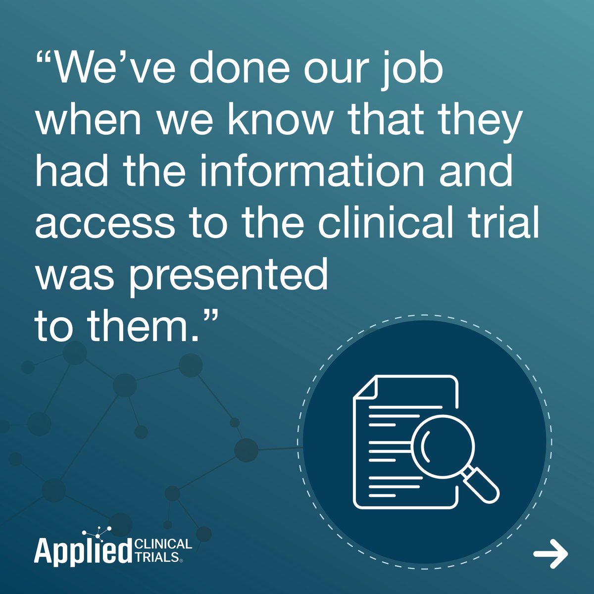 Clin_Trials's tweet photo. What comes after recruitment?

Andrelia Allen and Rebecca Johnson, PhD, of Merck discuss access, trust, and long-term community engagement in part three of this series.

🔗 Watch Part 3 now: https://t.co/oo4IJoxQrv

#AppliedClinicalTrials https://t.co/cE2EXRw5DU