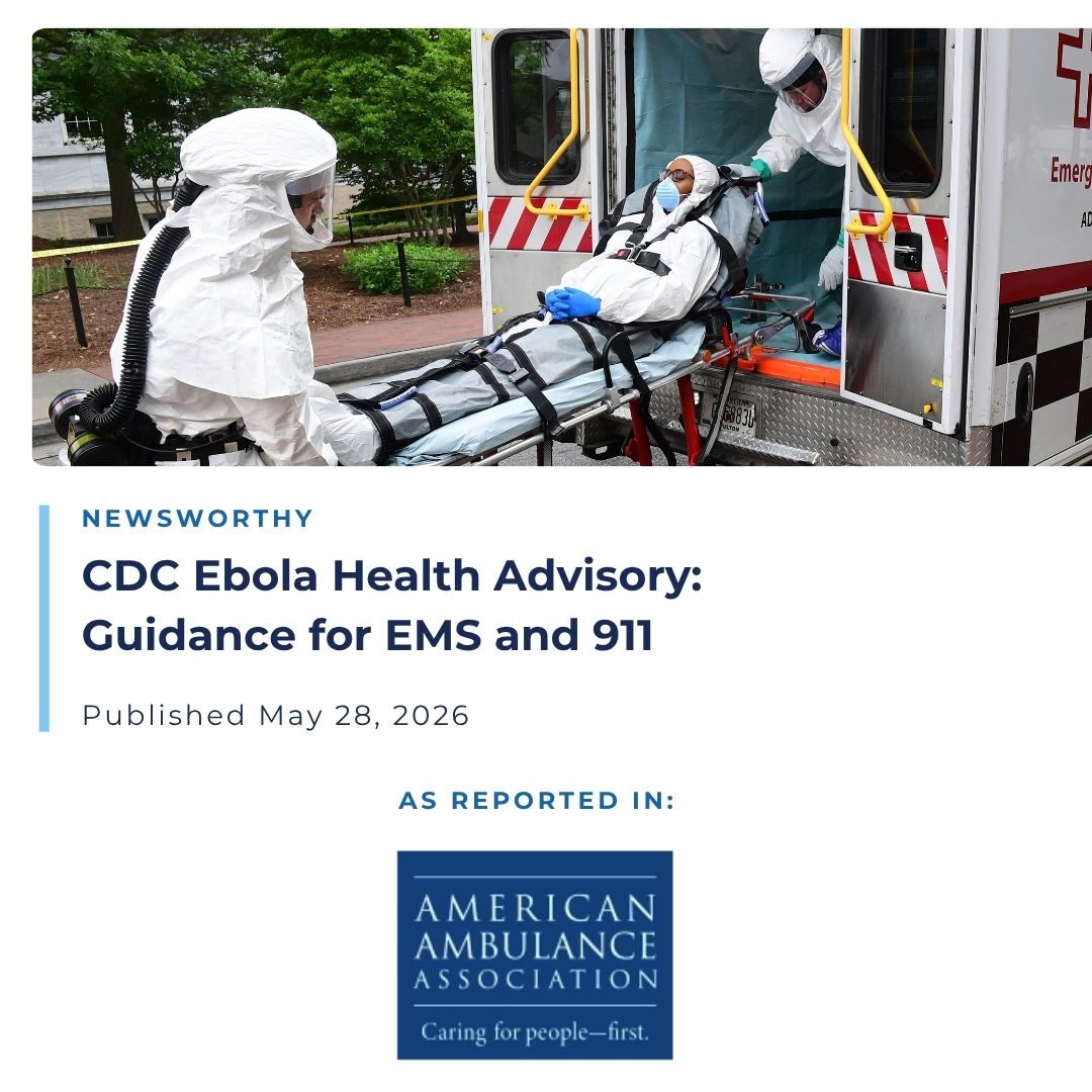 TheNETEC's tweet photo. The @AmbulanceAssoc highlighted NETEC resources in its coverage of the CDC’s Ebola Disease Health Advisory on the ongoing Bundibugyo virus outbreak in the DRC and Uganda.

https://t.co/nmmhNUPVhn

#EMS #911 #Ebola #Preparedness https://t.co/F0uI2bSe1k