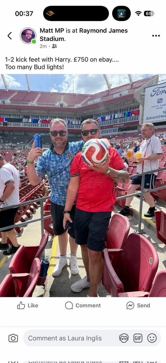 PeatMatt's tweet photo. @BBCBreaking @bbc5live @talkSPORT @FIFAWorldCup @England #worldcup #tampa #fifa #englandaway #disney @BBCRadioDerby #tamparays 
Media duties? https://t.co/Xqybhfaz5j