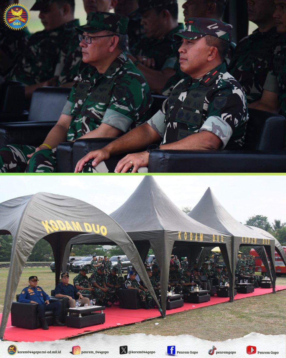 korem044gapo's tweet photo. Danrem 044/Gapo Brigjen TNI Khabib Mahfud menghadiri penutupan Bimbingan Teknis Terpusat Pelatihan Driver dan Operator Kendaraan Pemadam Kebakaran TA 2026 yang dipimpin Pangdam II/Sriwijaya Mayjen TNI Ujang Darwis di Lapangan Yonarhanud 12/SBP, Banyuasin, Selasa (9/6/2026). https://t.co/yg6ZMB9cqF