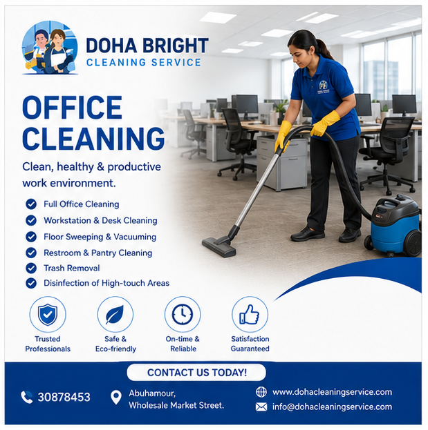 DohaBright's tweet photo. 🏢 A clean office is a productive office.

Keep your workplace spotless with Doha Bright Cleaning Service.

📞 3087 8453
📍 Doha, Qatar
Professional • Reliable • Eco-Friendly
#OfficeCleaning #DohaCleaning #CleaningServicesQatar #CommercialCleaning #DohaBusiness #CleanOffice https://t.co/ZcOCC0khj3