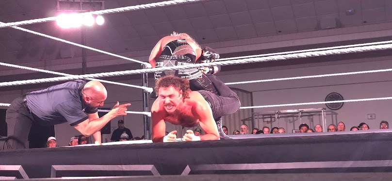 CarlosStoneking's tweet photo. Well here we are I can't think of an NXT Superstar that I love to heckle more that @BrooksJensenWWE... who simultaneously I have a ton of respect for. Never puts on a bad match. #NXTDavenport #WWE #WWENXT #MeasuringStick #BaDMan #BamBam https://t.co/zASm4Xj3dT