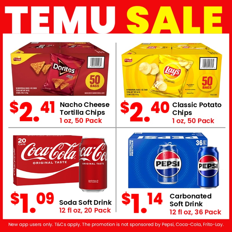 shoptemu's tweet photo. Order your snacks right here on Temu – what are you waiting for?