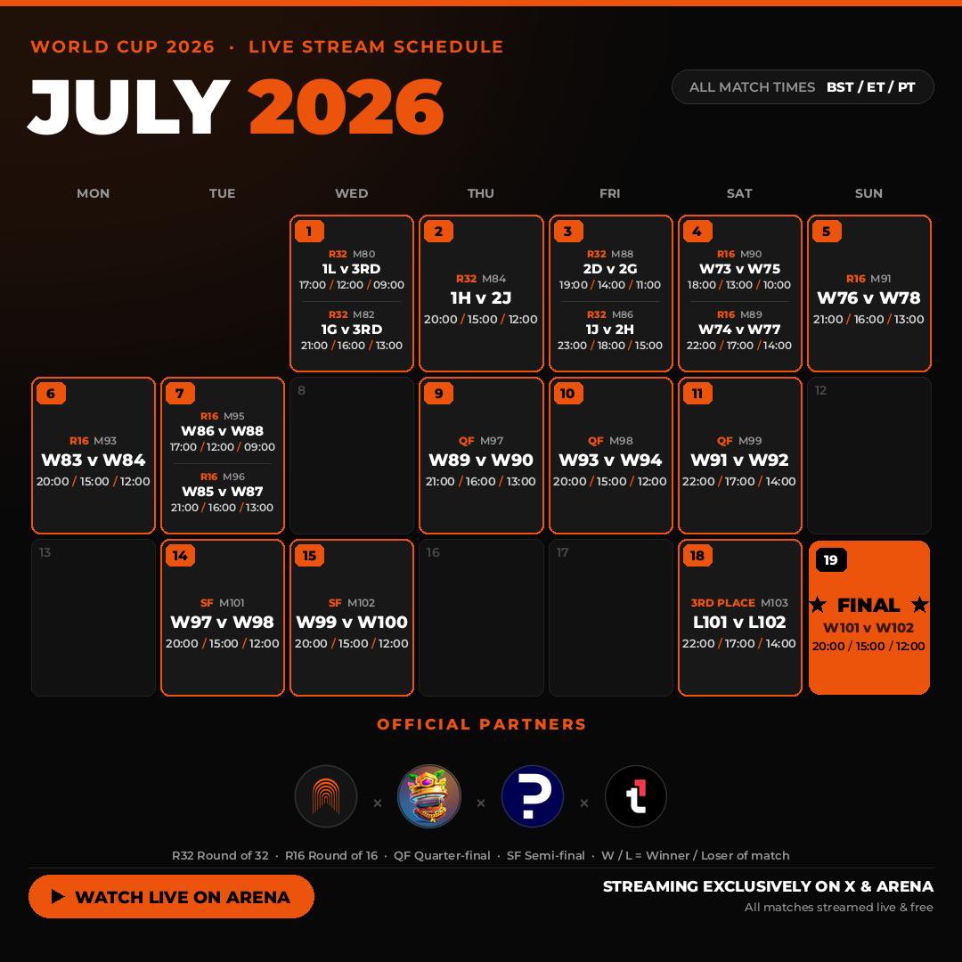 predictfully_'s tweet photo. Get ready for a feast of World Cup watch-alongs with Founder @HelloBenWhite.

Live on 𝕏 &amp; @TheArena.

📅 Full June schedule below - save it, set your alarms. Kicking off June 11 

@kokomo_games × @predictfully_ × @AvaxTeam1 https://t.co/yVPI4psxPJ