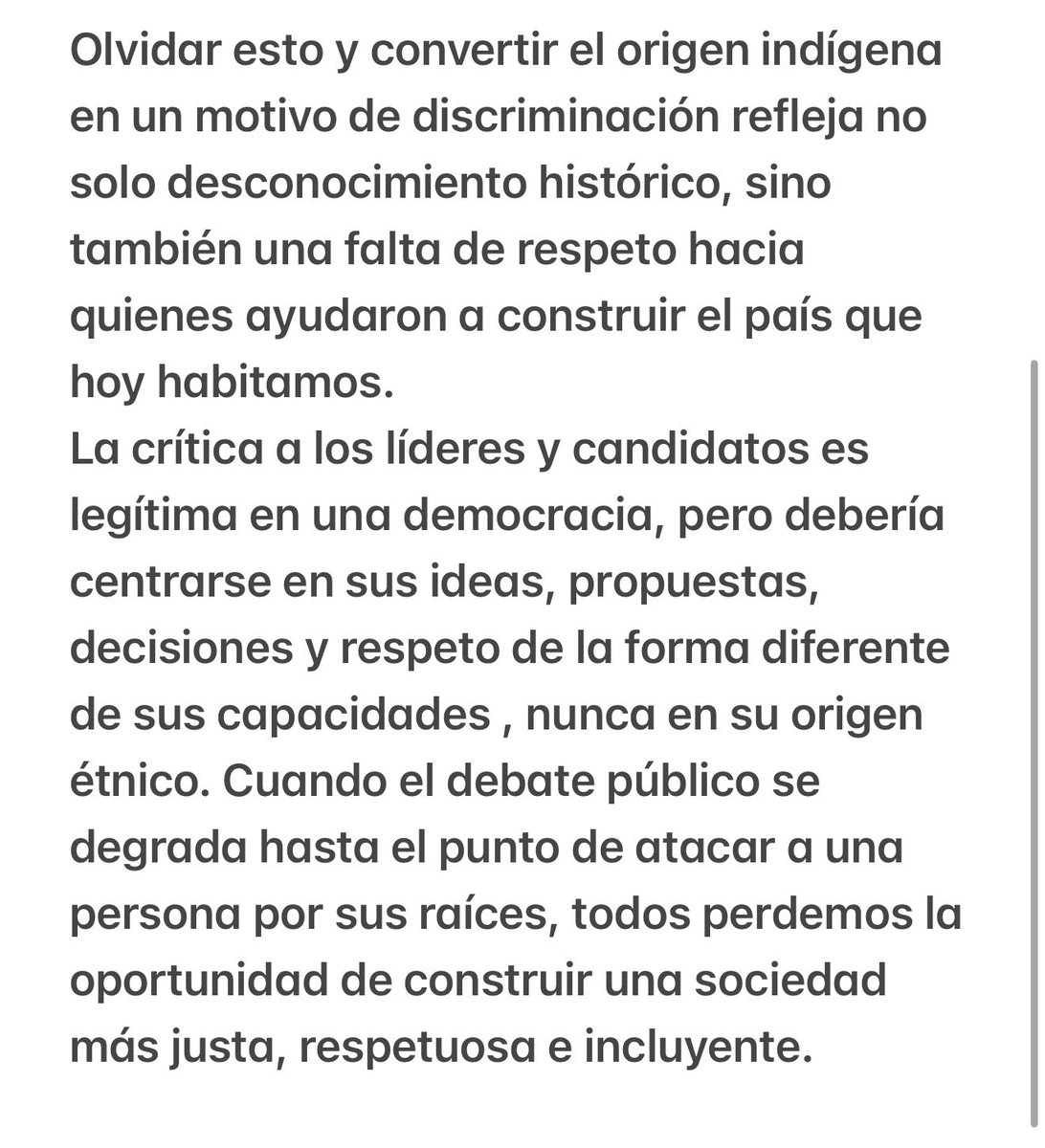 INGfabiocabrera's tweet photo. Me entristece ver que aún se use el origen indígena como un insulto, cuando en esas raíces habita una parte fundamental de nuestra historia y de quienes somos como nación. https://t.co/D8vRWVjkga